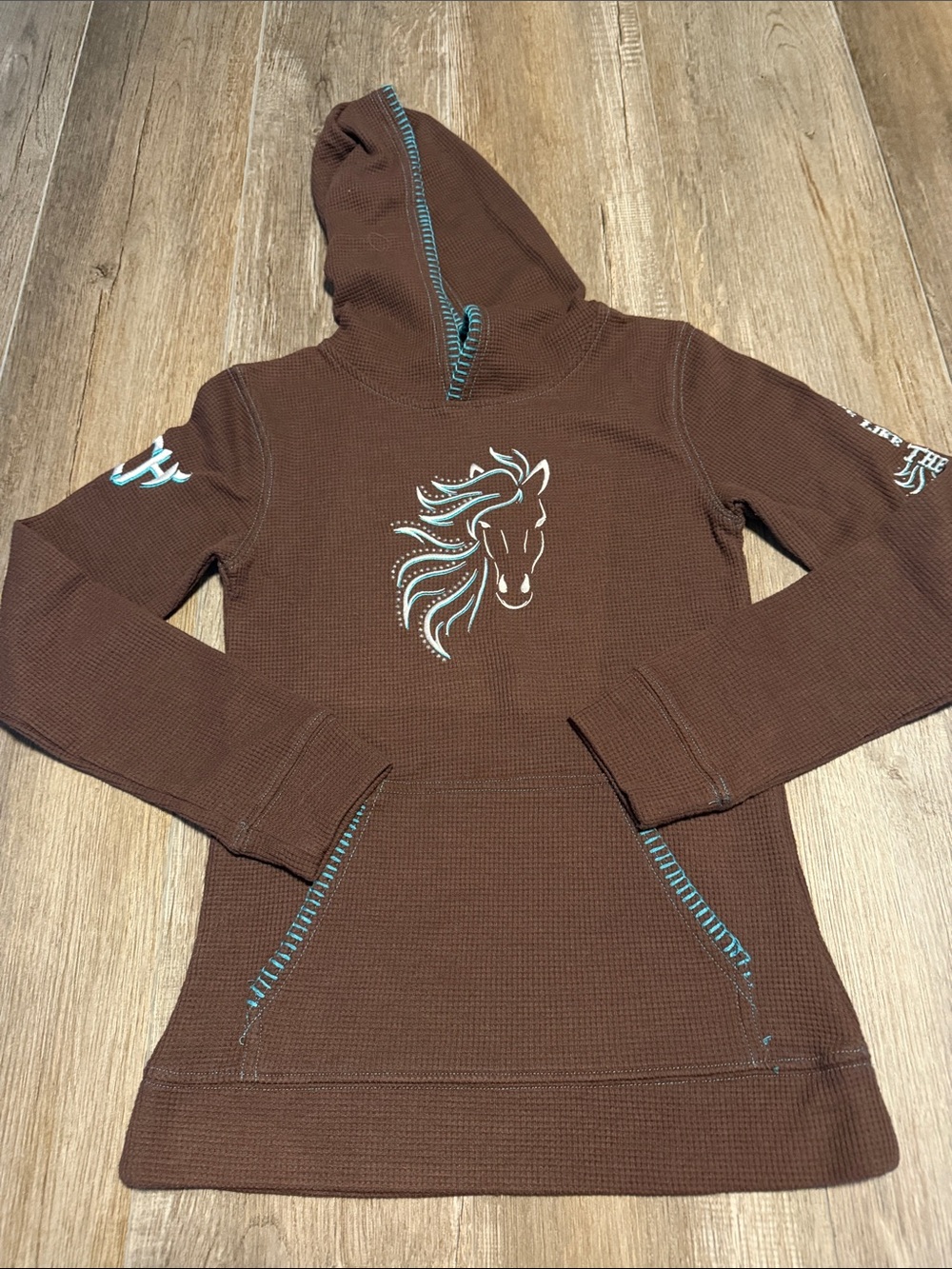 Cowboy Hardware with Aqua Horse Graphic Hooded Shirt